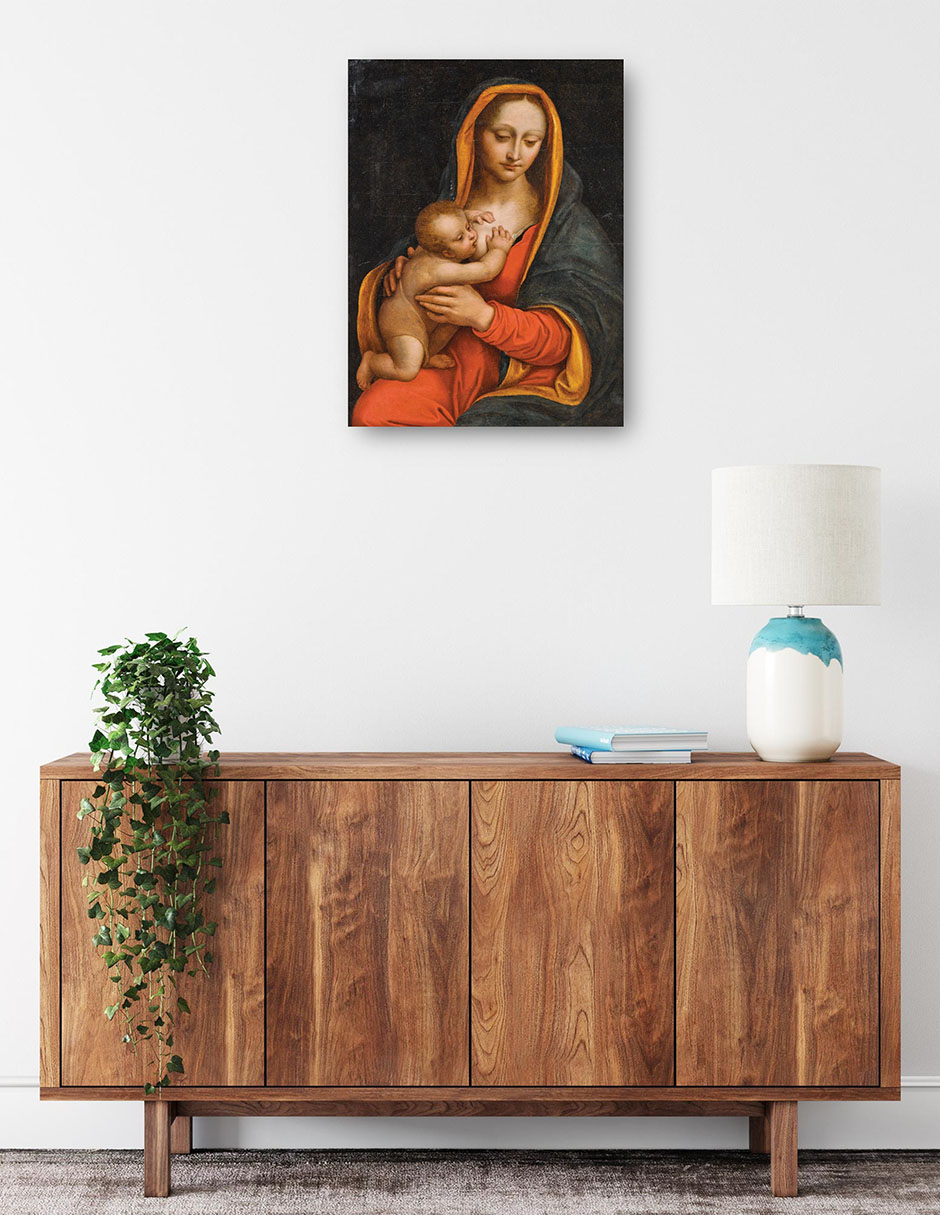 Foto 2 | Cuadro Decorativo - Virgen Y El Niño (siglo Xvi)- School Of Leonardo - Religión - 28x36 - Impresión En Lienzo - Fi