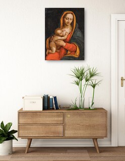 Foto 3 | Cuadro Decorativo - Virgen Y El Niño (siglo Xvi)- School Of Leonardo - Religión - 28x36 - Impresión En Lienzo - Fi