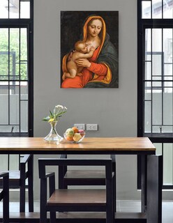 Foto 4 | Cuadro Decorativo - Virgen Y El Niño (siglo Xvi)- School Of Leonardo - Religión - 28x36 - Impresión En Lienzo - Fi