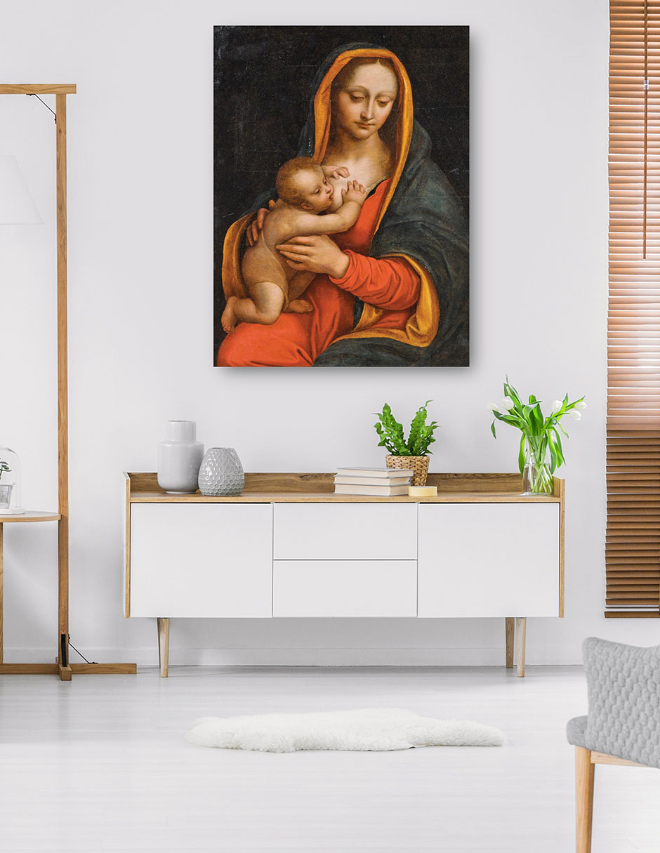Foto 6 pulgar | Cuadro Decorativo - Virgen Y El Niño (siglo Xvi)- School Of Leonardo - Religión - 28x36 - Impresión En Lienzo - Fi