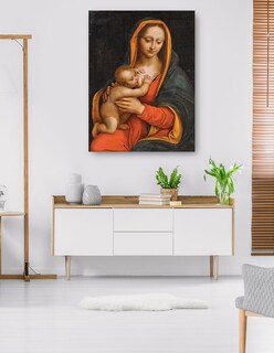 Foto 5 | Cuadro Decorativo - Virgen Y El Niño (siglo Xvi)- School Of Leonardo - Religión - 28x36 - Impresión En Lienzo - Fi