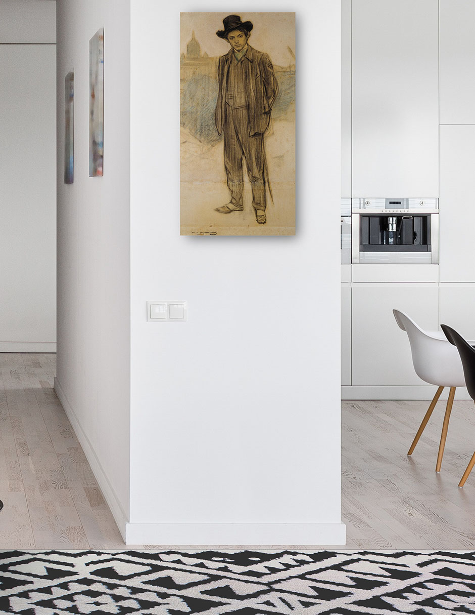Foto 4 | Cuadro Decorativo - Retrato De Pablo Picasso (hacia 1900)- Ramon Casas - Fotografía - 46x89 - Impresión En Lien