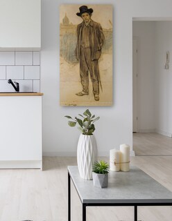 Foto 5 | Cuadro Decorativo - Retrato De Pablo Picasso (hacia 1900)- Ramon Casas - Fotografía - 46x89 - Impresión En Lien