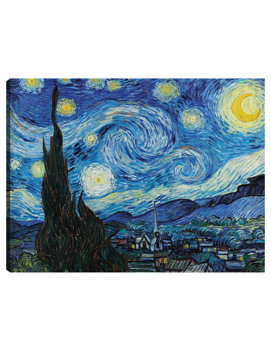 Cuadro Decorativo - La Noche Estrellada (1889)- Vincent Van Gogh - Paisaje - 77x102 - Impresión En Lienzo - Fine Art Tj