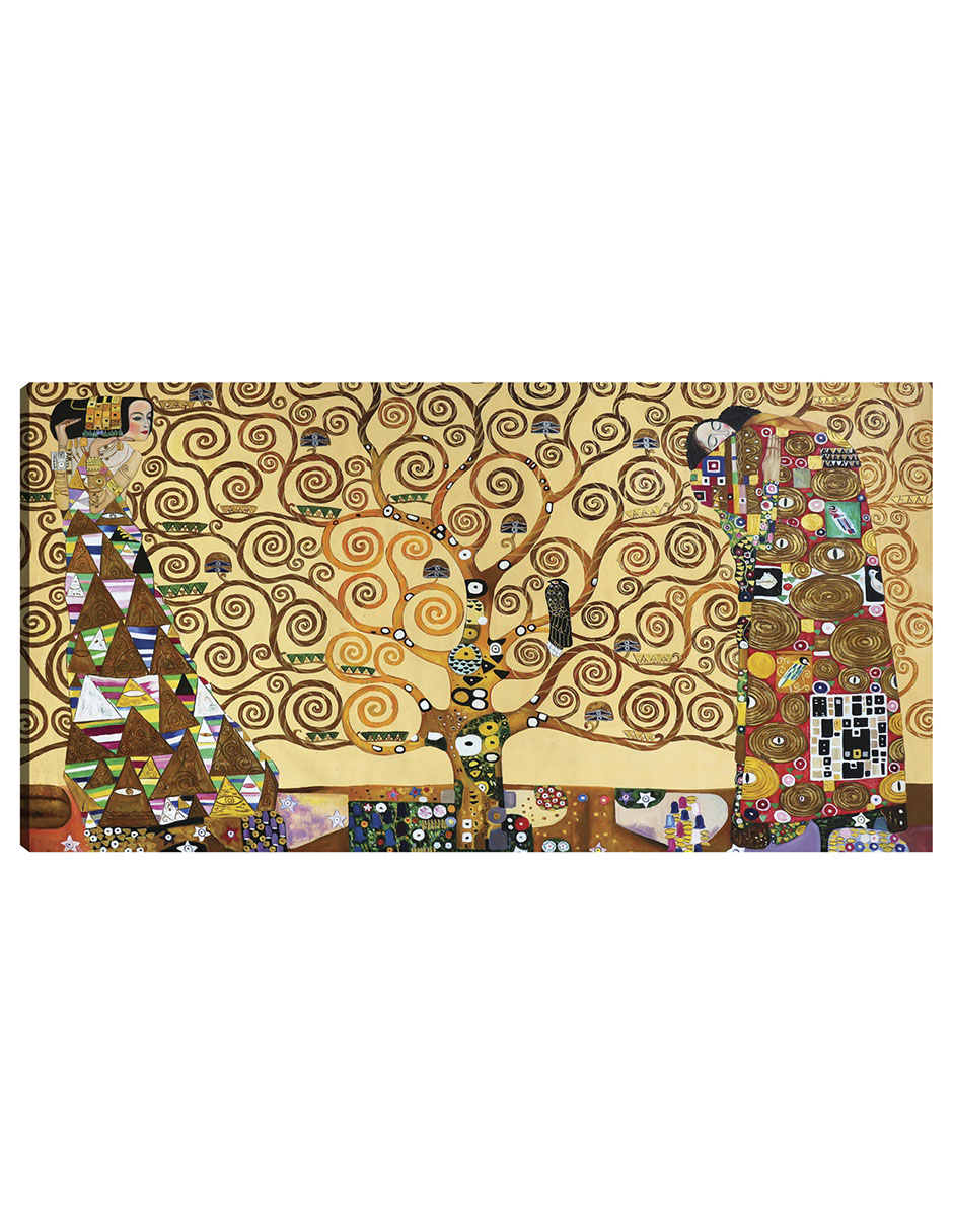 Cuadro Decorativo - El Arbol De La Vida- Gustav Klimt - Religión - 34x64 - Impresión En Lienzo - Fine Art Tj