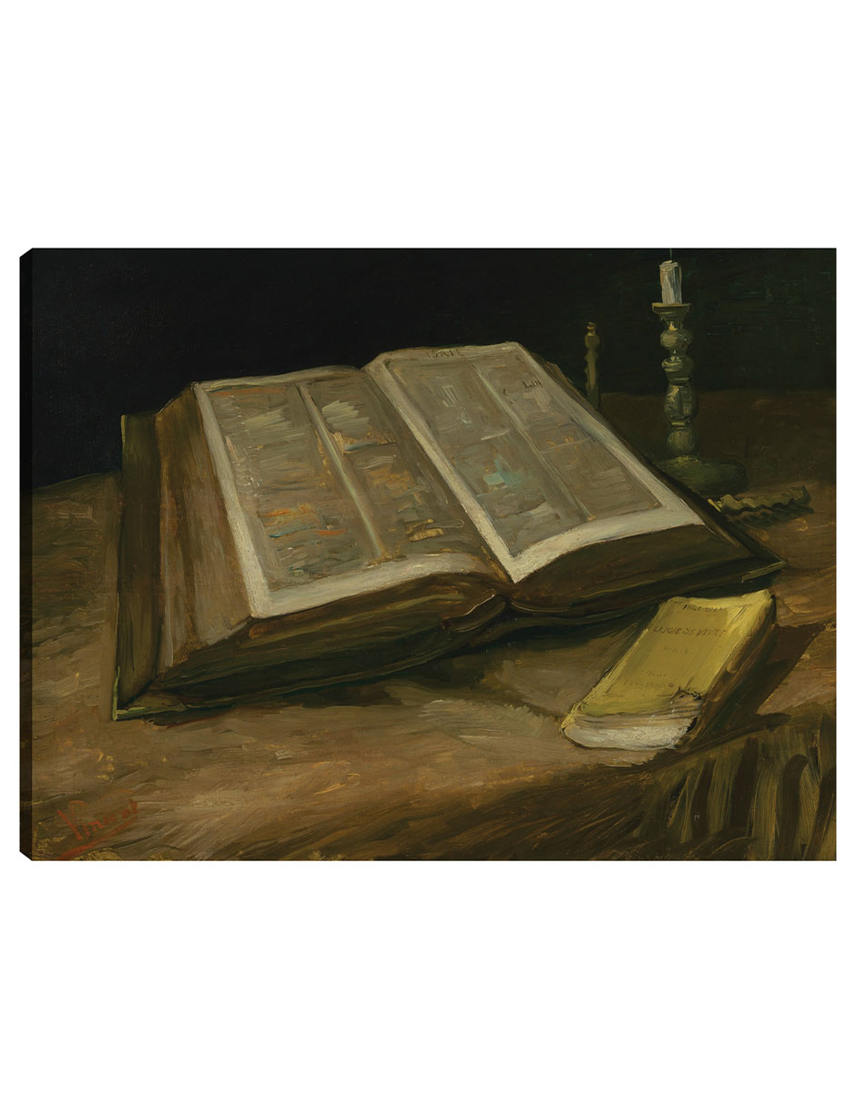 Cuadro Decorativo - Naturaleza Muerta Con Biblia (1885)- Vincent Van Gogh - Religión - 28x36 - Impresión En Li
