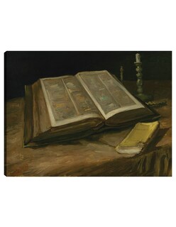 Foto 1 | Cuadro Decorativo - Naturaleza Muerta Con Biblia (1885)- Vincent Van Gogh - Religión - 28x36 - Impresión En Li
