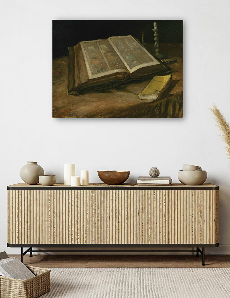 Foto 6 pulgar | Cuadro Decorativo - Naturaleza Muerta Con Biblia (1885)- Vincent Van Gogh - Religión - 28x36 - Impresión En Li