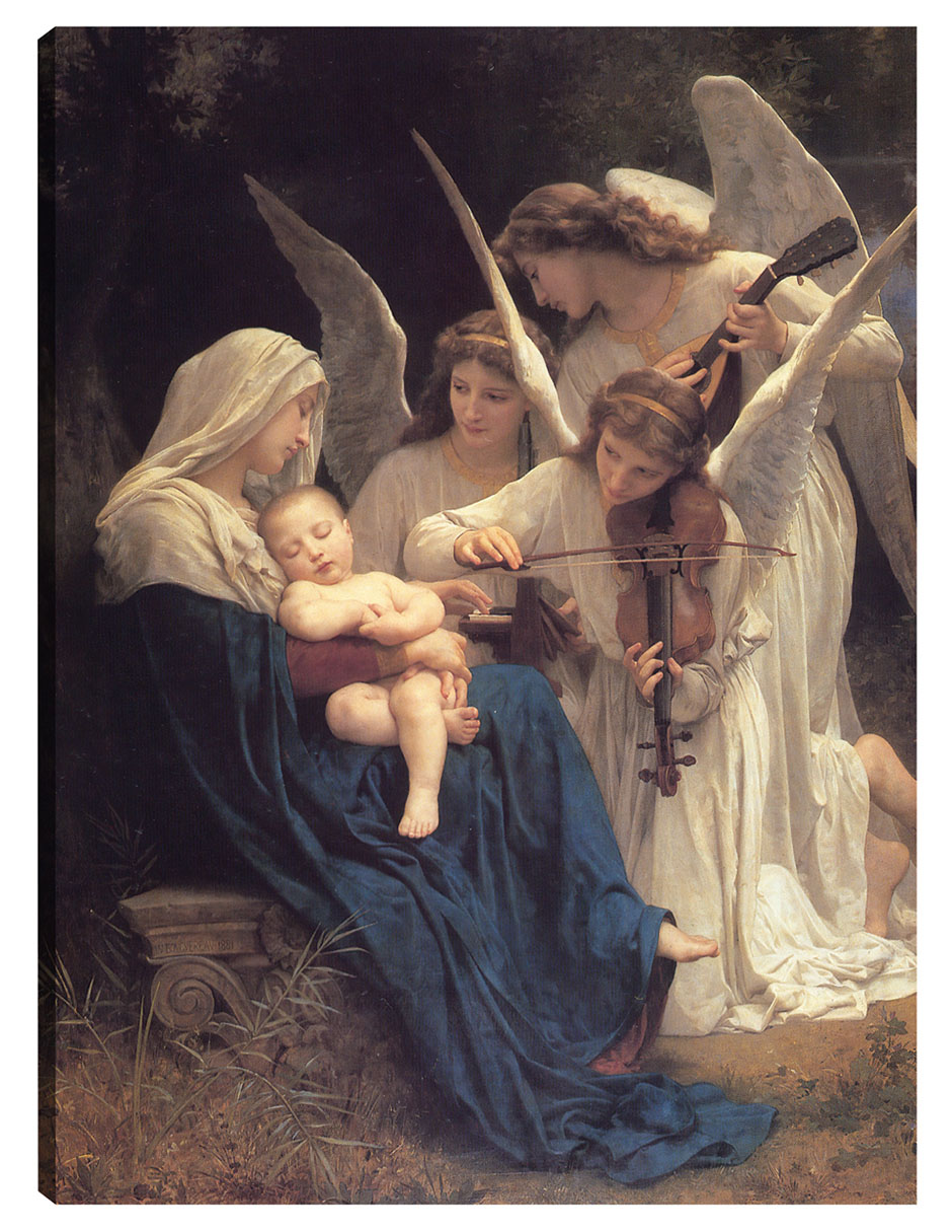 Cuadro Decorativo - El Canto De Los Ángeles (1881)- William Bouguereau - Religión - 107x143 - Impresión En Lie