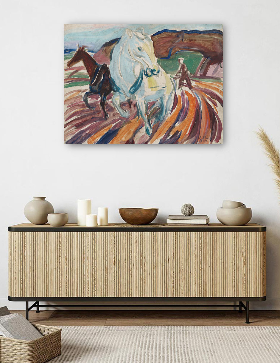Foto 6 pulgar | Cuadro Decorativo - Caballos Arando (1929)- Edvard Munch - Abstracto - 69x92 - Impresión En Lienzo - Fine Art Tj