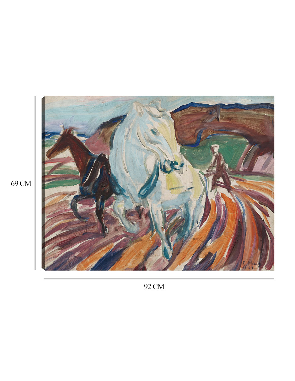 Foto 7 pulgar | Cuadro Decorativo - Caballos Arando (1929)- Edvard Munch - Abstracto - 69x92 - Impresión En Lienzo - Fine Art Tj