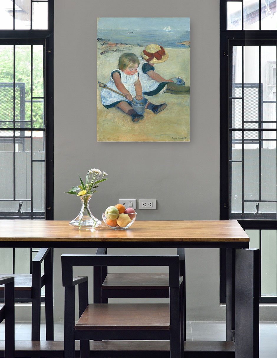Foto 5 pulgar | Cuadro Decorativo - Niños Jugando En La Playa (1884)- Mary Cassatt - Fotografía - 69x92 - Impresión En Lienzo - Fi