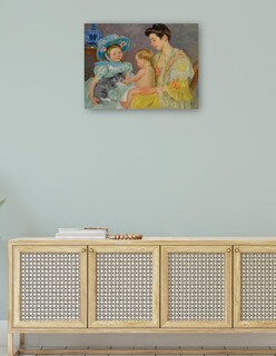 Foto 4 | Cuadro Decorativo - Niños Jugando Con Un Gato- Mary Cassatt - Religión - 46x61 - Impresión En Lienzo - Fine Art Tj