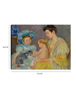 Foto 6 | Cuadro Decorativo - Niños Jugando Con Un Gato- Mary Cassatt - Religión - 46x61 - Impresión En Lienzo - Fine Art Tj