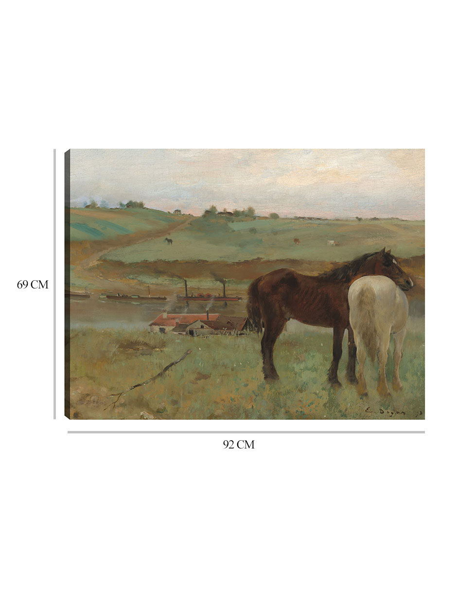 Foto 7 pulgar | Cuadro Decorativo - Caballos En Una Pradera, 1871- Edgar Degas - Animales - 69x92 - Impresión En Lienzo - Fine Art Tj