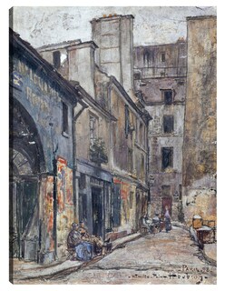 Foto 1 | Cuadro Decorativo - La Calle Taille-pain (1898)- Frédéric Houbron - Ciudades - 46x61 - Impresión En Lienzo - Fine Art