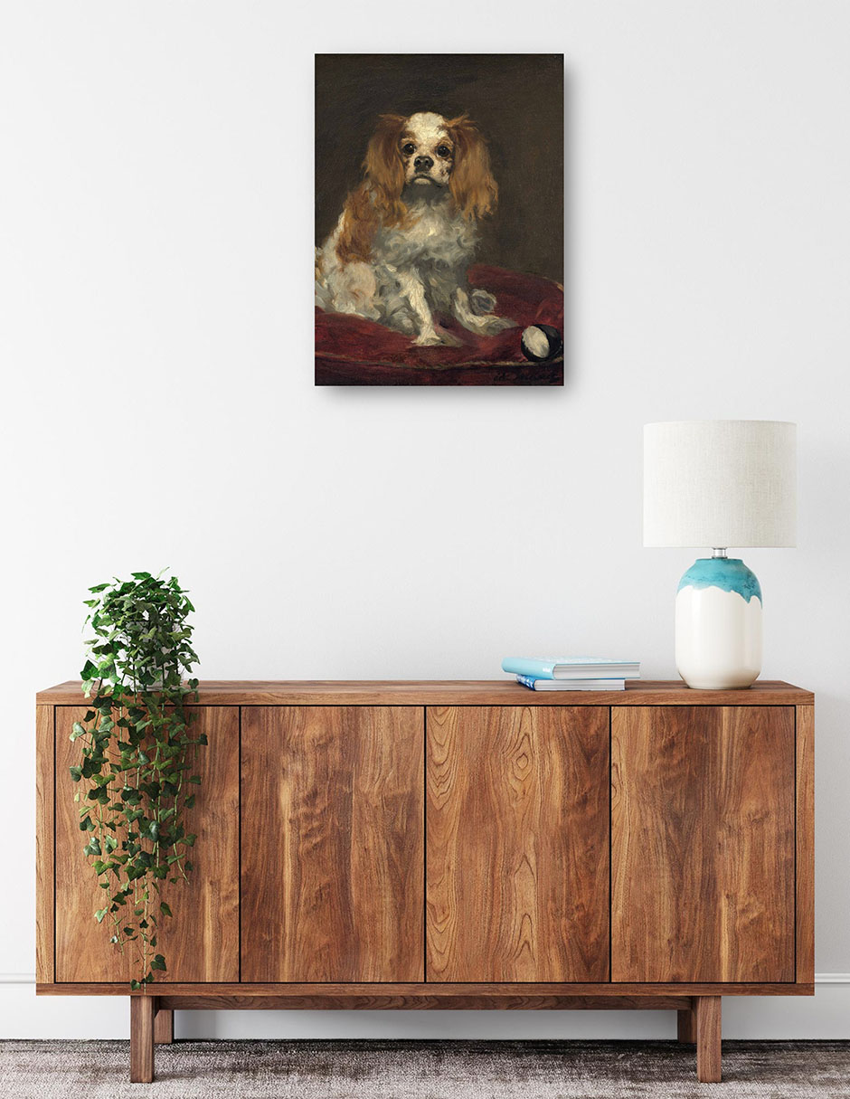 Foto 3 pulgar | Cuadro Decorativo - Un Rey Charles Spaniel- Edouard Manet - Animales - 77x102 - Impresión En Lienzo - Fine Art Tj