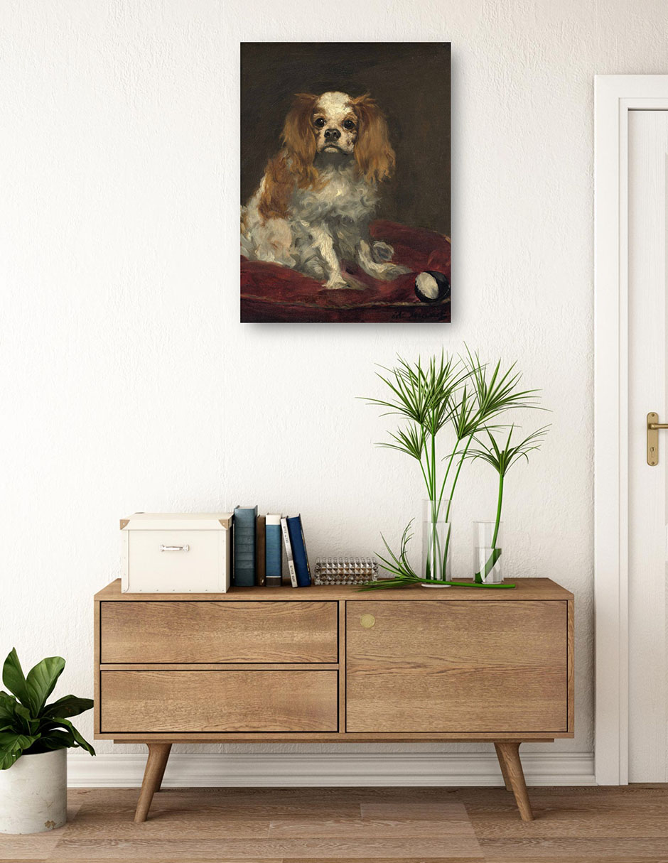Foto 4 pulgar | Cuadro Decorativo - Un Rey Charles Spaniel- Edouard Manet - Animales - 77x102 - Impresión En Lienzo - Fine Art Tj