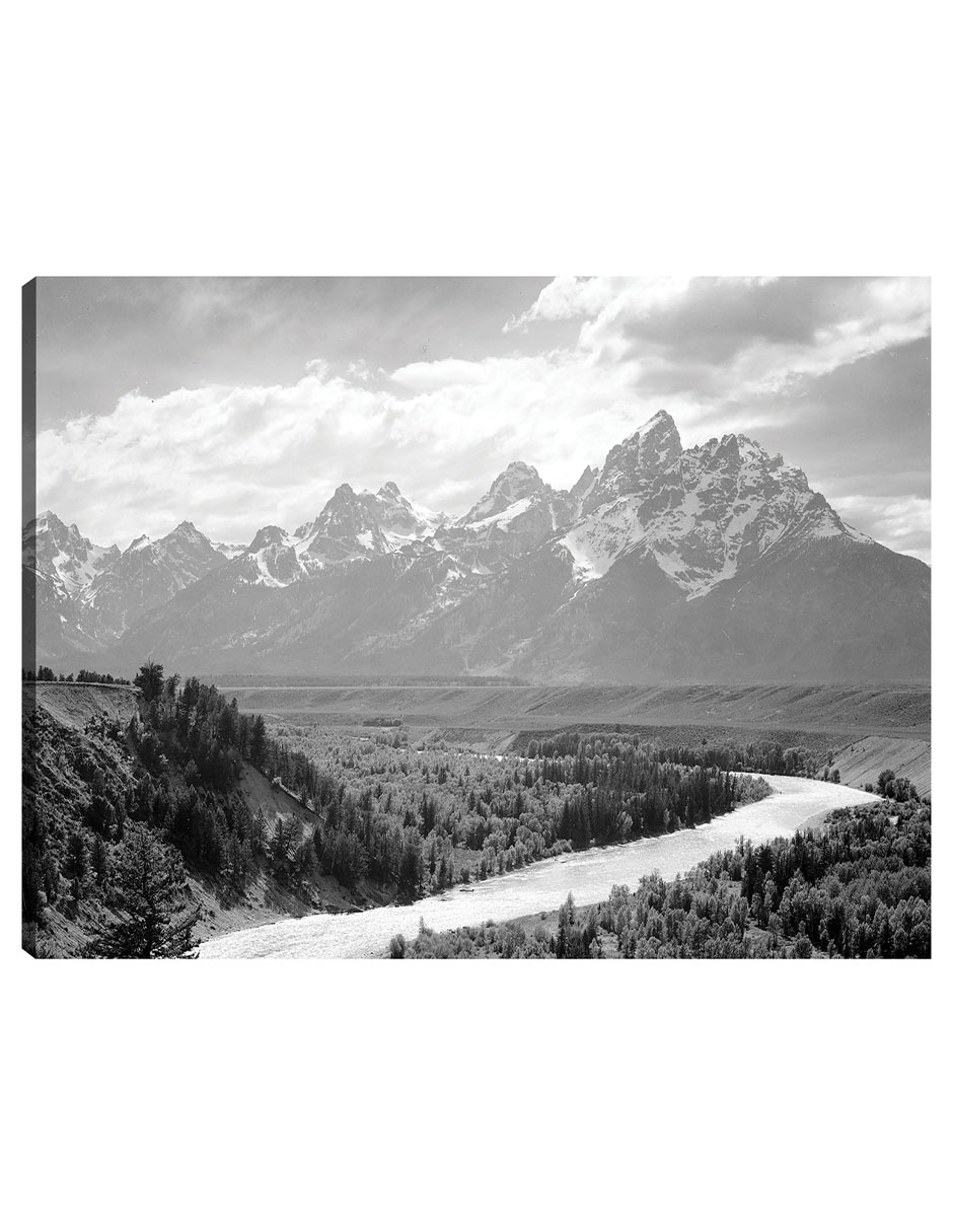 Cuadro Decorativo - Montañas Tetons - Río Snake- Ansel Adams - Religión - 69x92 - Impresión En Lienzo - Fine Art Tj