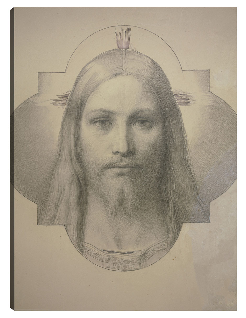 Cuadro Decorativo - La Cabeza De Cristo- Eduard Von Steinle - Religión - 28x36 - Impresión En Lienzo - Fine Art Tj