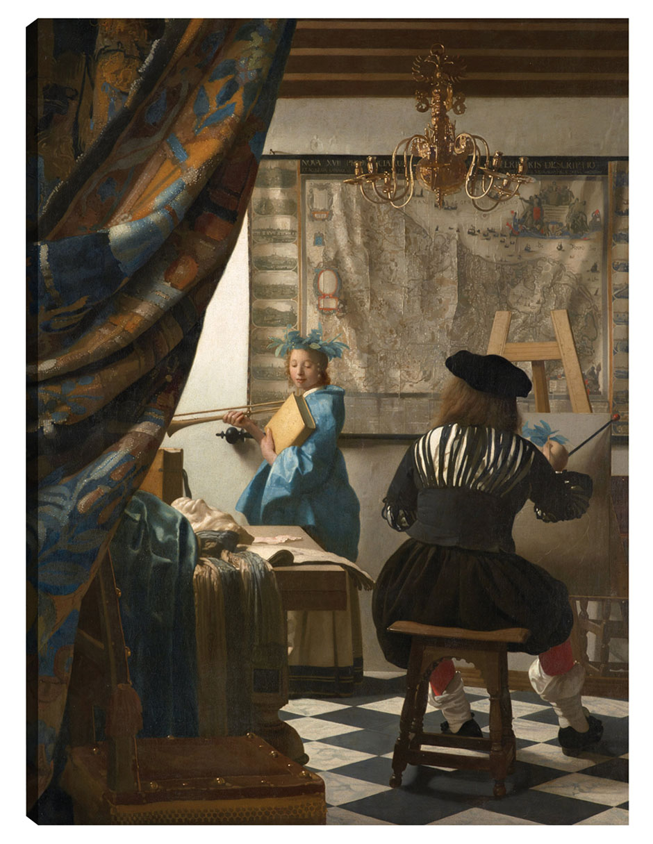 Cuadro Decorativo - El Arte De Pintar- Johannes Vermeer - Fotografía - 28x36 - Impresión En Lienzo - Fine Art Tj