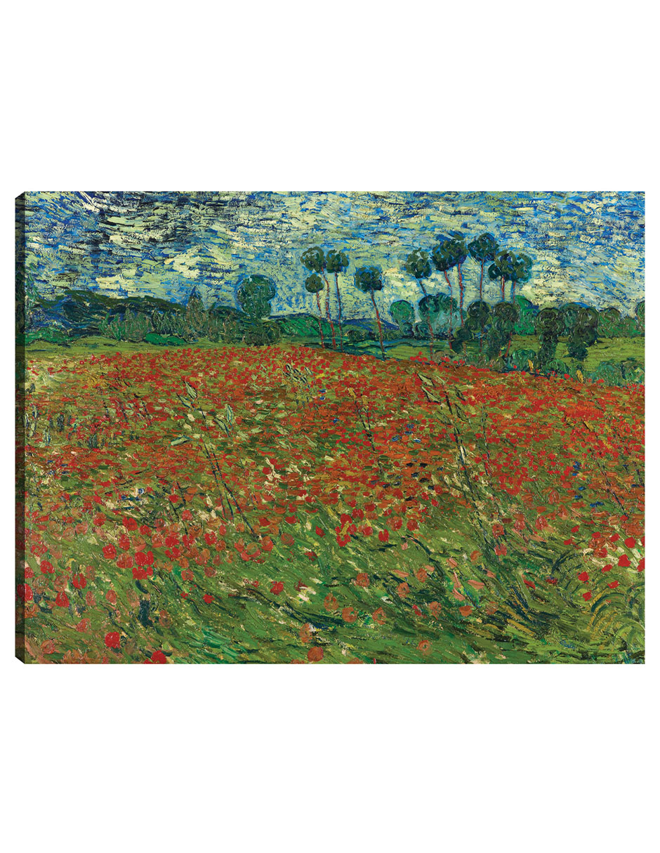 Cuadro Decorativo - Campo De Amapolas- Vincent Van Gogh - Paisaje - 46x61 - Impresión En Lienzo - Fine Art Tj