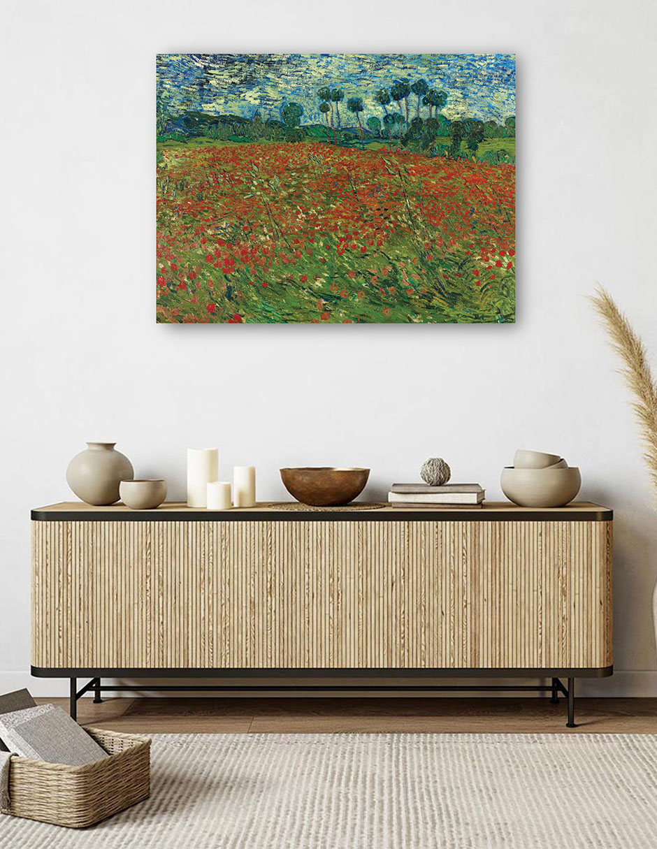Foto 6 pulgar | Cuadro Decorativo - Campo De Amapolas- Vincent Van Gogh - Paisaje - 46x61 - Impresión En Lienzo - Fine Art Tj
