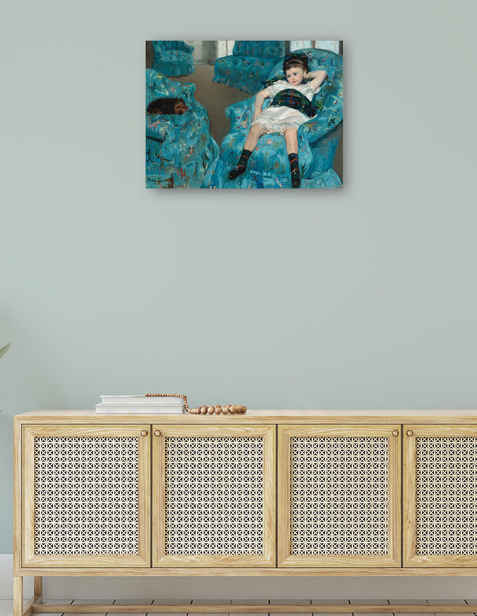 Foto 5 pulgar | Cuadro Decorativo - Niña En Un Sillón Azul- Mary Cassatt - Religión - 77x102 - Impresión En Lienzo - Fine Art Tj