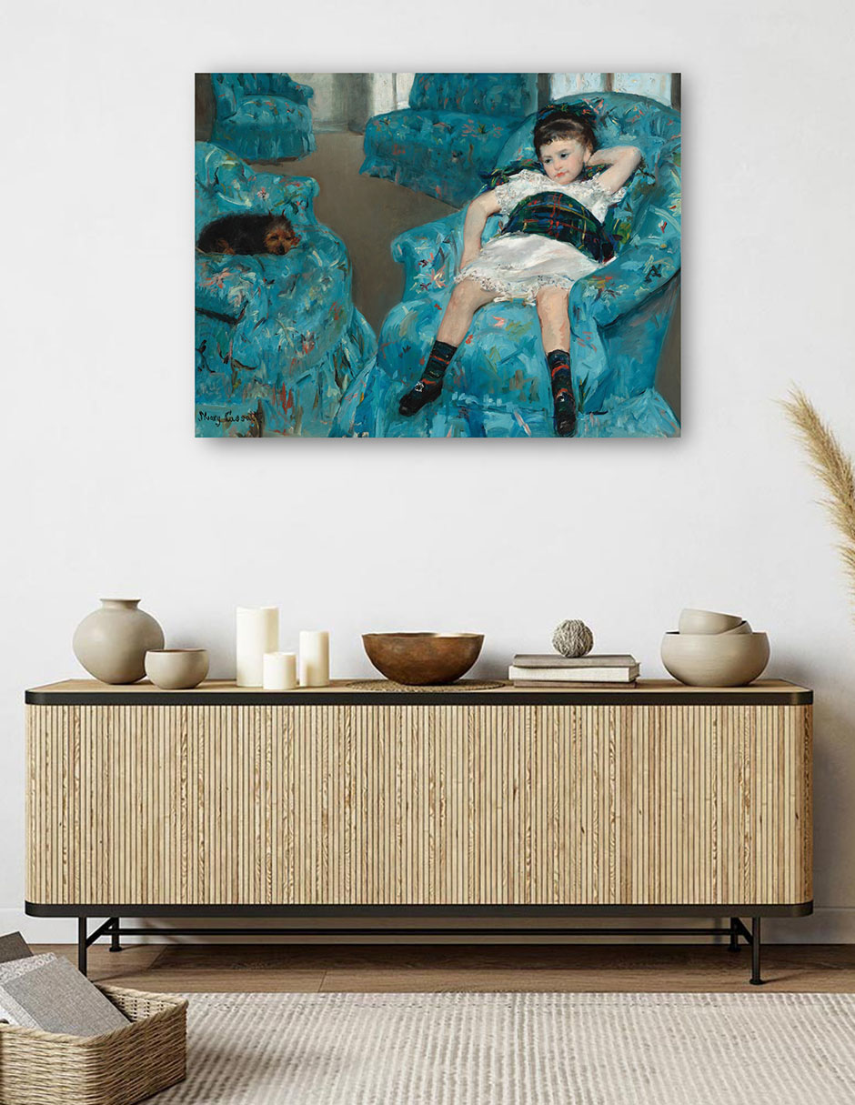 Foto 6 pulgar | Cuadro Decorativo - Niña En Un Sillón Azul- Mary Cassatt - Religión - 77x102 - Impresión En Lienzo - Fine Art Tj