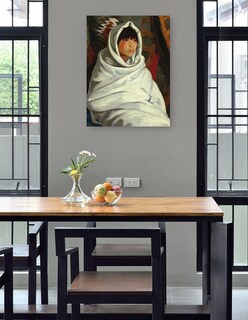 Foto 4 | Cuadro Decorativo - Niña India En Manta Blanca- Robert Henri - Fotografía - 28x36 - Impresión En Lienzo - Fine Art Tj