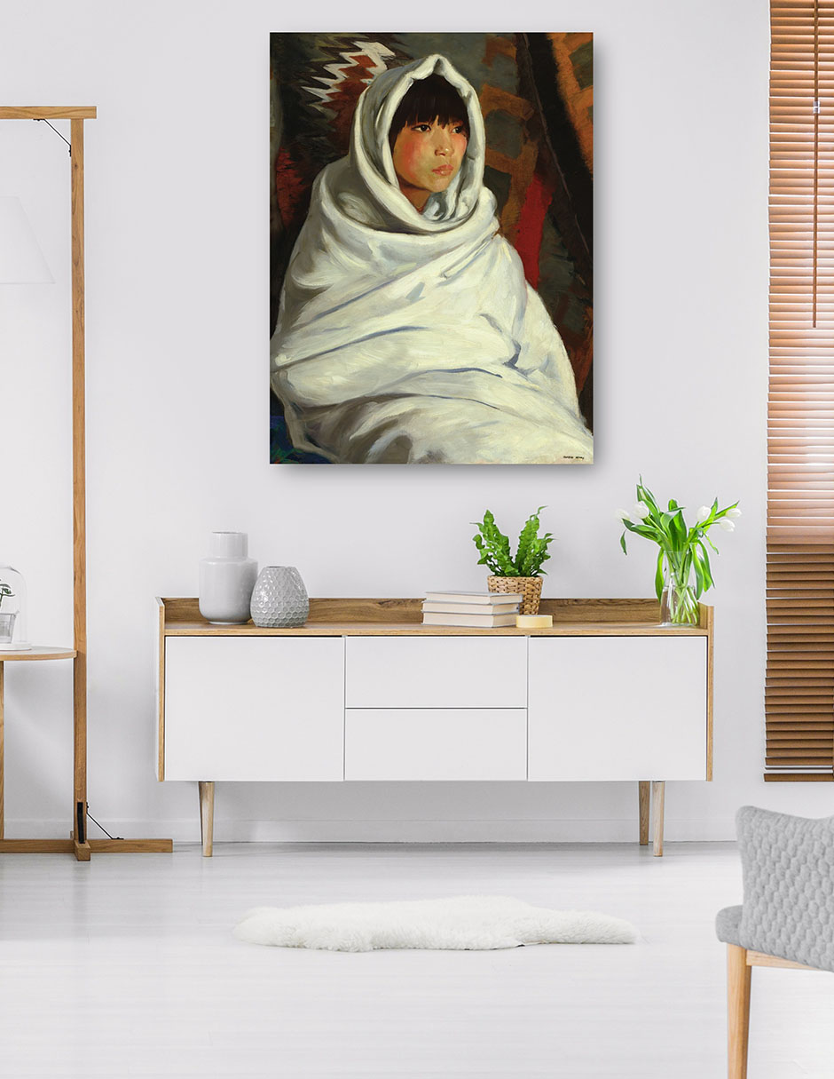 Foto 6 pulgar | Cuadro Decorativo - Niña India En Manta Blanca- Robert Henri - Fotografía - 28x36 - Impresión En Lienzo - Fine Art Tj