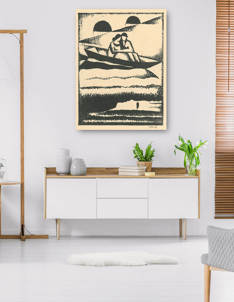 Foto 6 pulgar | Cuadro Decorativo - En El Río (1924)- Mikuláš Galanda - Paisaje - 69x92 - Impresión En Lienzo - Fine Art Tj