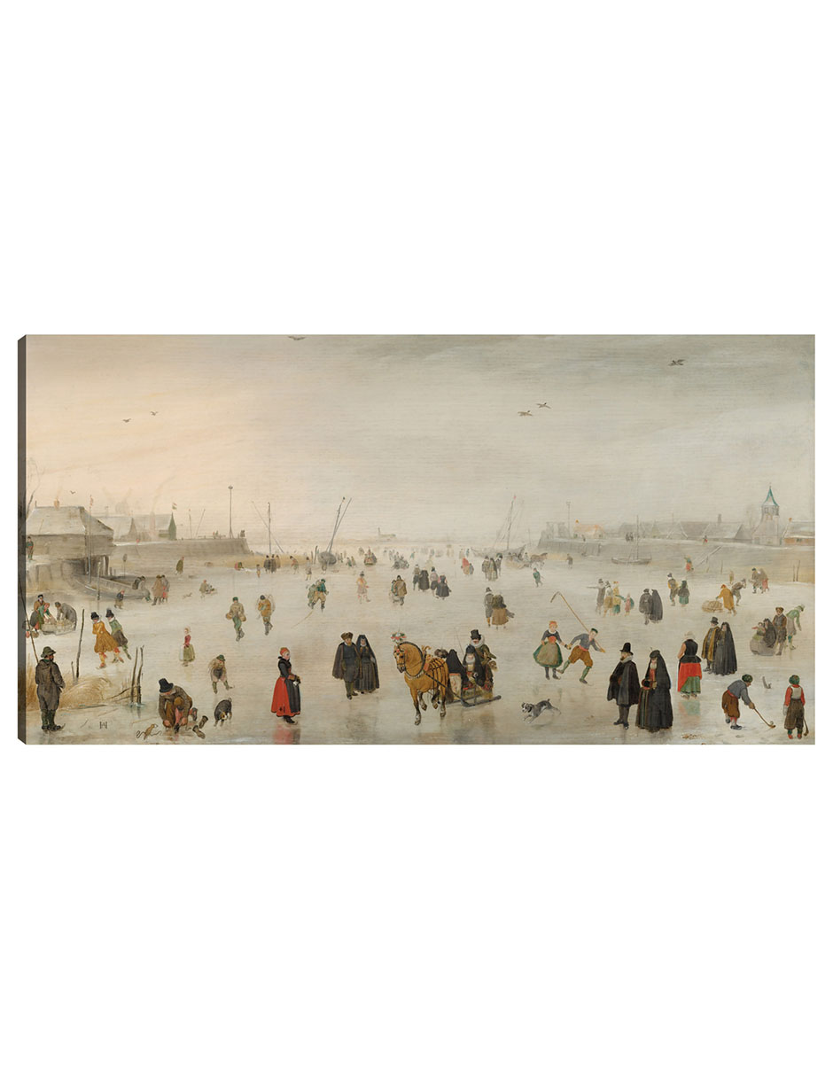 Cuadro Decorativo - Una Escena En El Hielo- Hendrick Avercamp - Fotografía - 46x89 - Impresión En Lienzo - Fine Art Tj