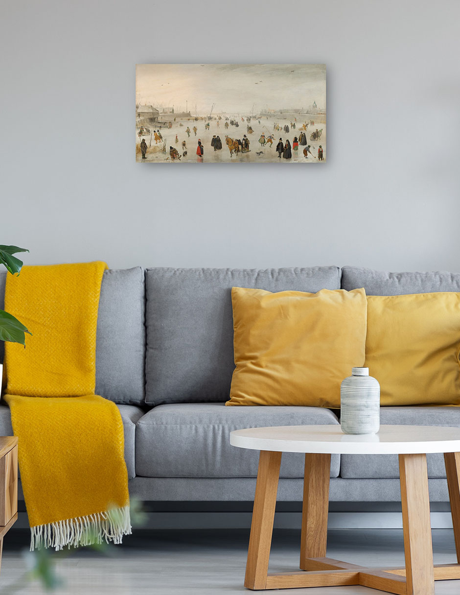 Foto 4 | Cuadro Decorativo - Una Escena En El Hielo- Hendrick Avercamp - Fotografía - 46x89 - Impresión En Lienzo - Fine Art Tj