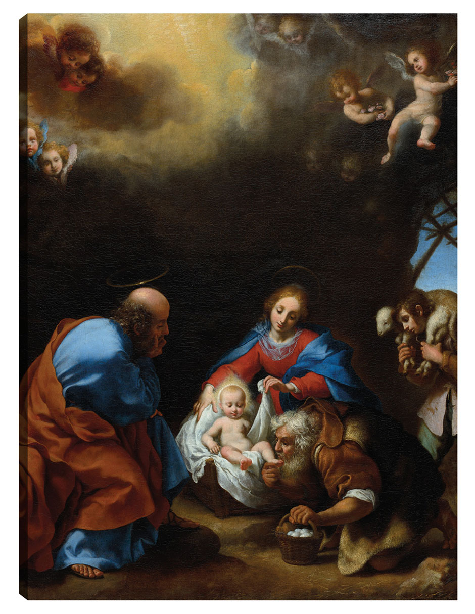 Cuadro Decorativo - Adoración De Los Pastores (c. 1670)- Carlo Dolci - Religión - 69x92 - Impresión En Lienzo - Fi