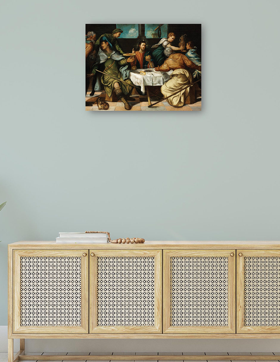 Foto 5 pulgar | Cuadro Decorativo - La Cena De Emaús (c.1542)- Jacopo Tintoretto - Religión - 46x61 - Impresión En Lienzo - Fine Art T