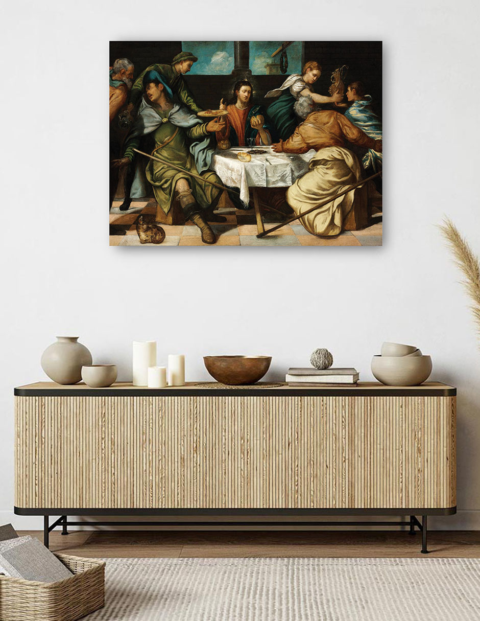 Foto 6 pulgar | Cuadro Decorativo - La Cena De Emaús (c.1542)- Jacopo Tintoretto - Religión - 46x61 - Impresión En Lienzo - Fine Art T