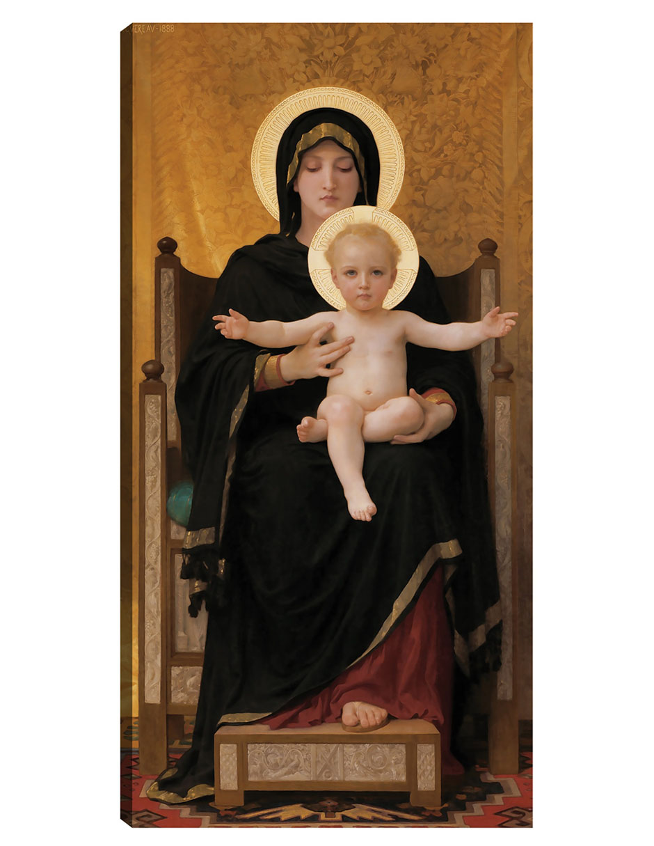 Cuadro Decorativo - Virgen Y Niño (1888)- William Bouguereau - Religión - 34x64 - Impresión En Lienzo - Fine Art Tj