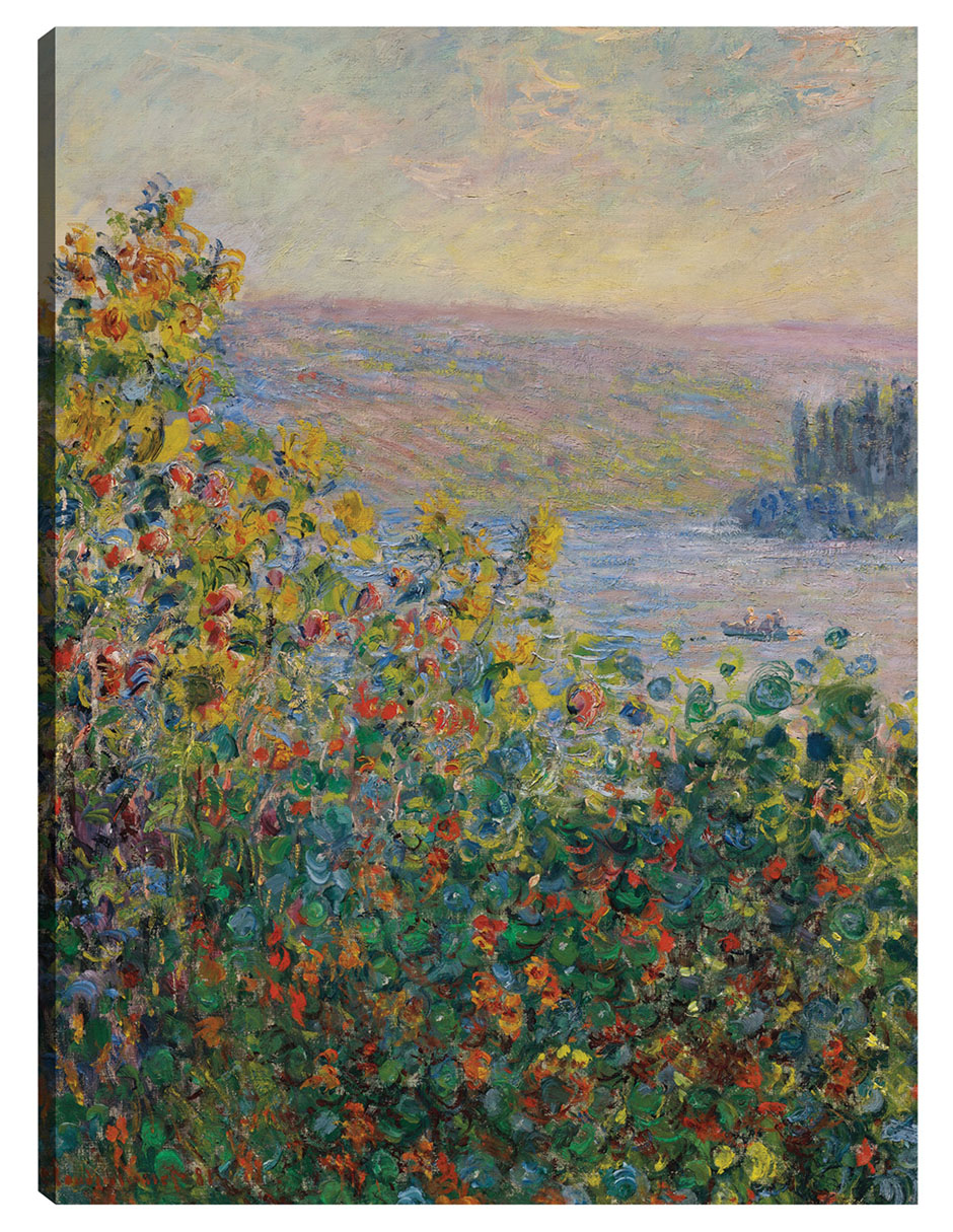 Cuadro Decorativo - Parterres De Flores En Vétheuil (1881)- Claude Monet - Floral - 69x92 - Impresión En Lienzo -
