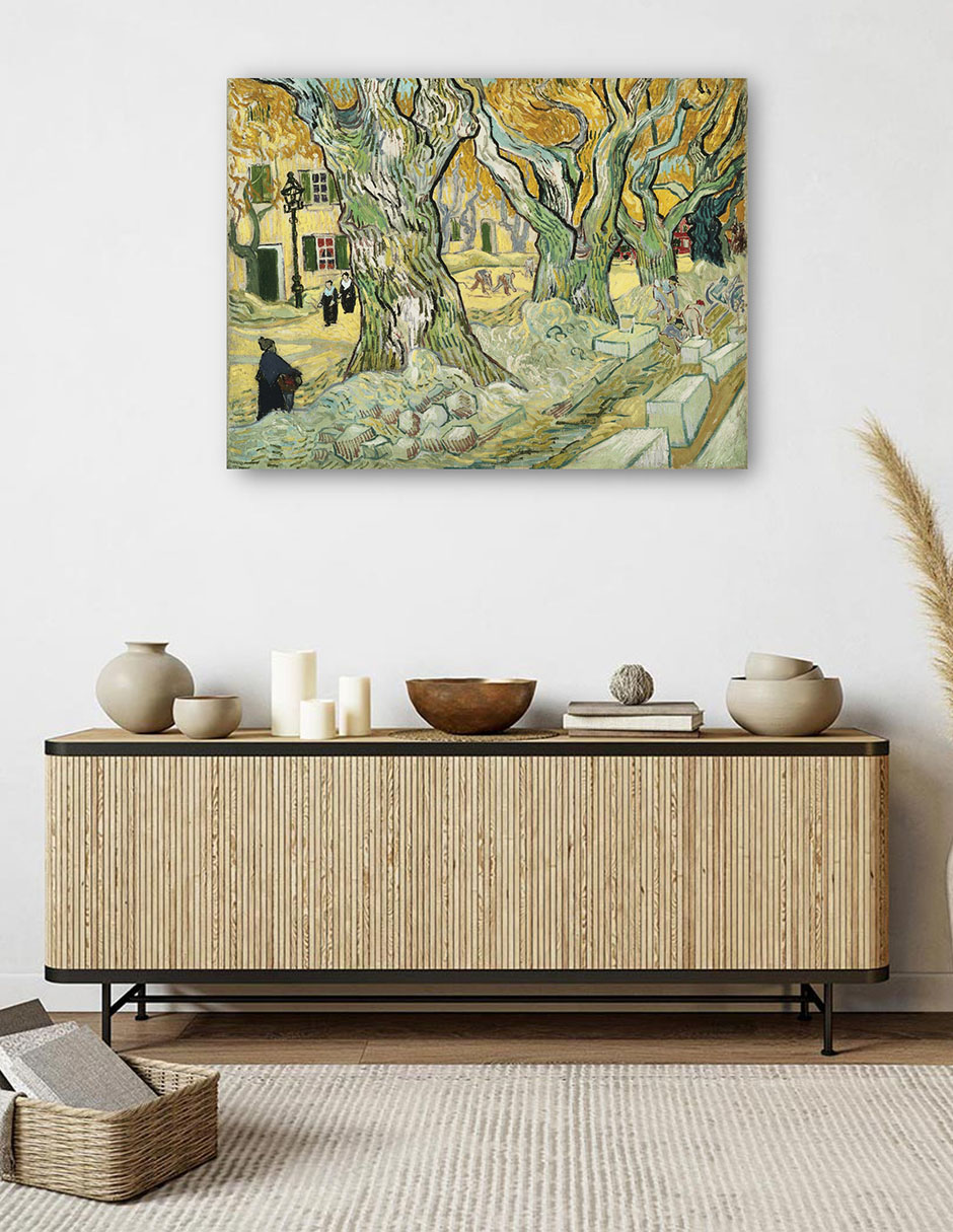 Foto 6 pulgar | Cuadro Decorativo - Los Reparadores De Carreteras- Vincent Van Gogh - Paisaje - 107x143 - Impresión En Lienzo - Fine