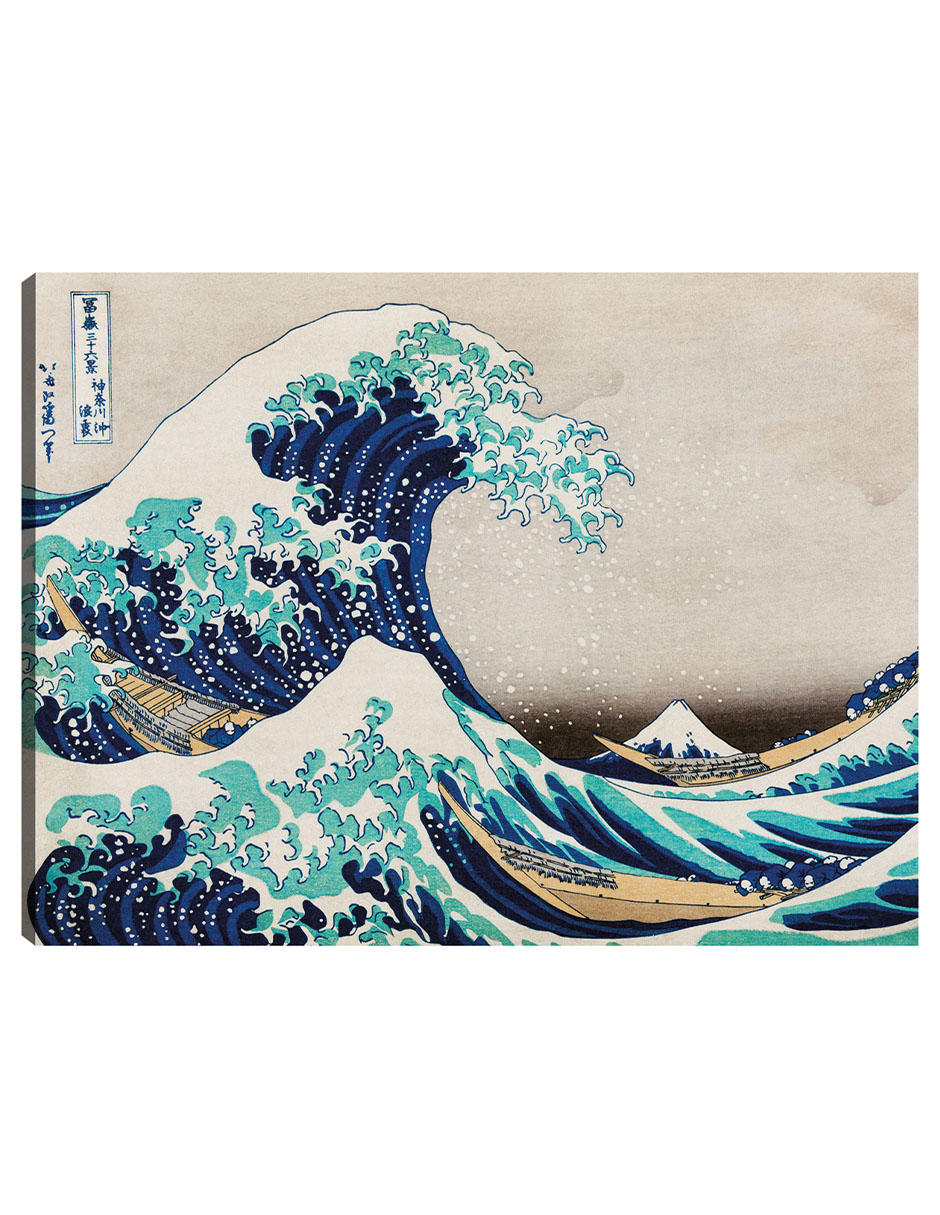 Cuadro Decorativo - La Gran Ola- Hokusai - Costa - 28x36 - Impresión En Lienzo - Fine Art Tj