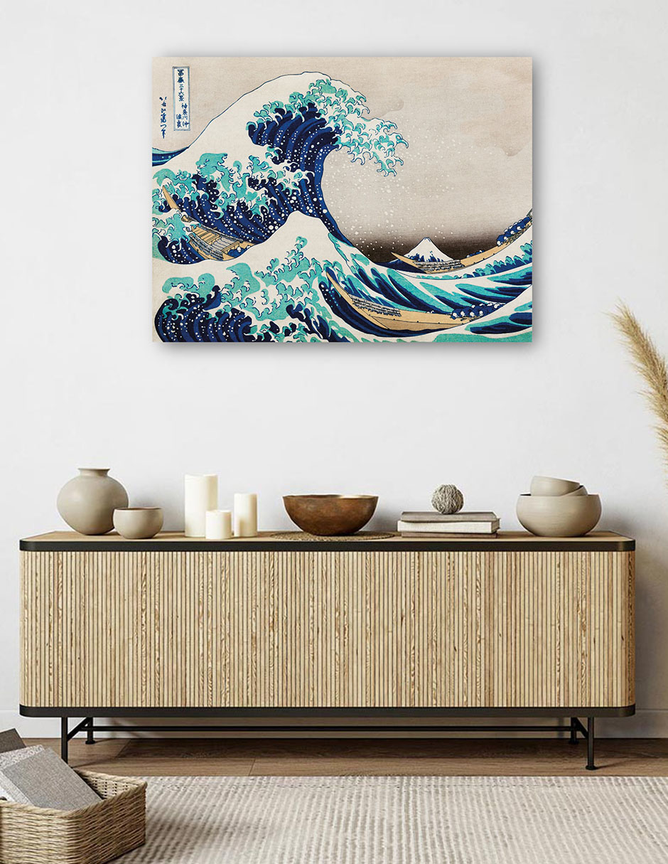 Foto 6 pulgar | Cuadro Decorativo - La Gran Ola- Hokusai - Costa - 28x36 - Impresión En Lienzo - Fine Art Tj