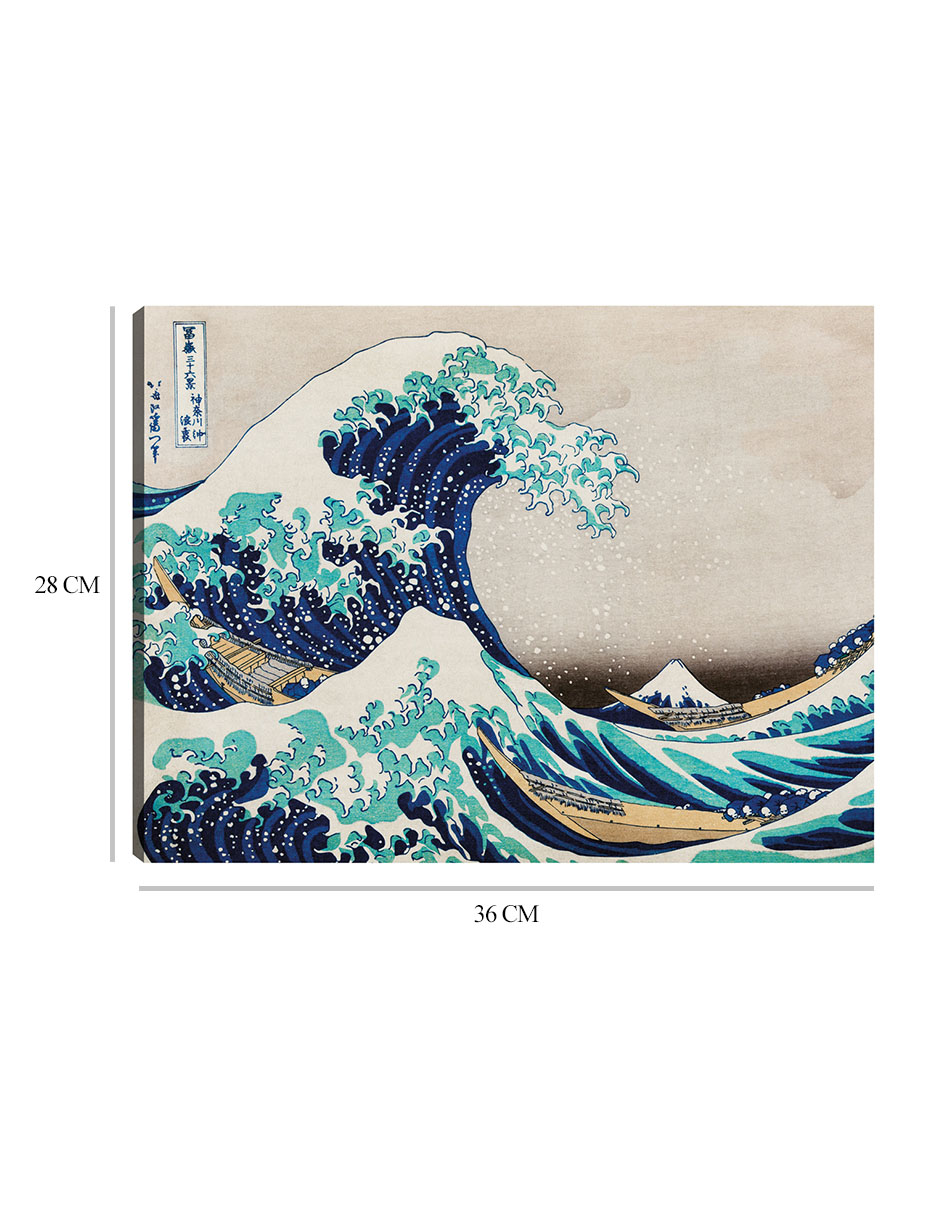 Foto 7 pulgar | Cuadro Decorativo - La Gran Ola- Hokusai - Costa - 28x36 - Impresión En Lienzo - Fine Art Tj