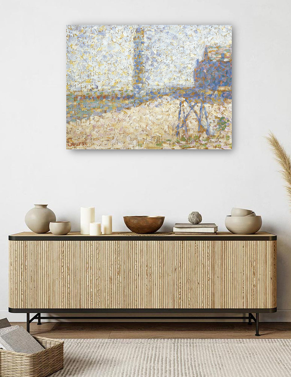 Foto 6 pulgar | Cuadro Decorativo - El Hospicio Y El Faro De Honfleur- Georges Seurat - Fotografía - 69x92 - Impresión En Lienzo