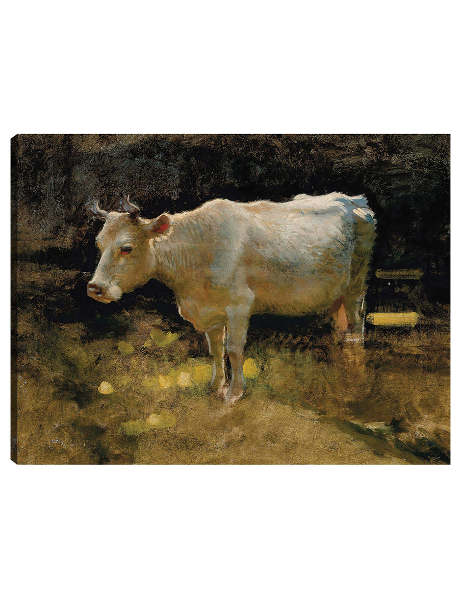 Cuadro Decorativo - Estudio De Una Vaca En Un Prado.- Joseph Farquharson - Religión - 46x61 - Impresión En Lien