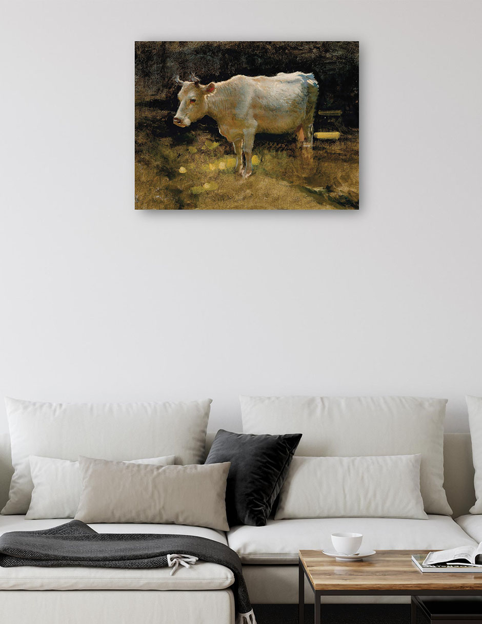 Foto 6 pulgar | Cuadro Decorativo - Estudio De Una Vaca En Un Prado.- Joseph Farquharson - Religión - 46x61 - Impresión En Lien