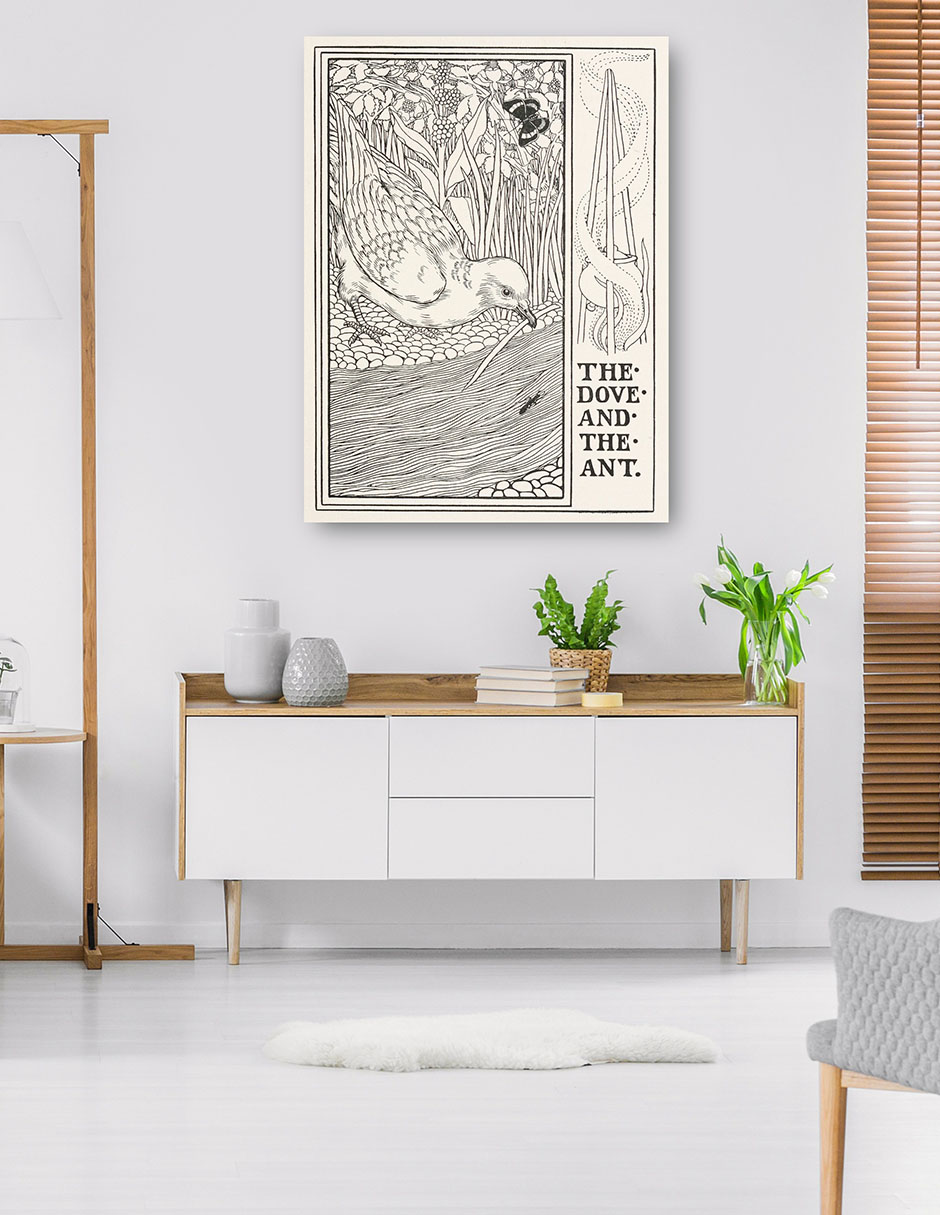 Foto 5 | Cuadro Decorativo - La Paloma Y La Hormiga (1900)- Percy J. Billinghurst - Animales - 69x92 - Impresión En Lienz