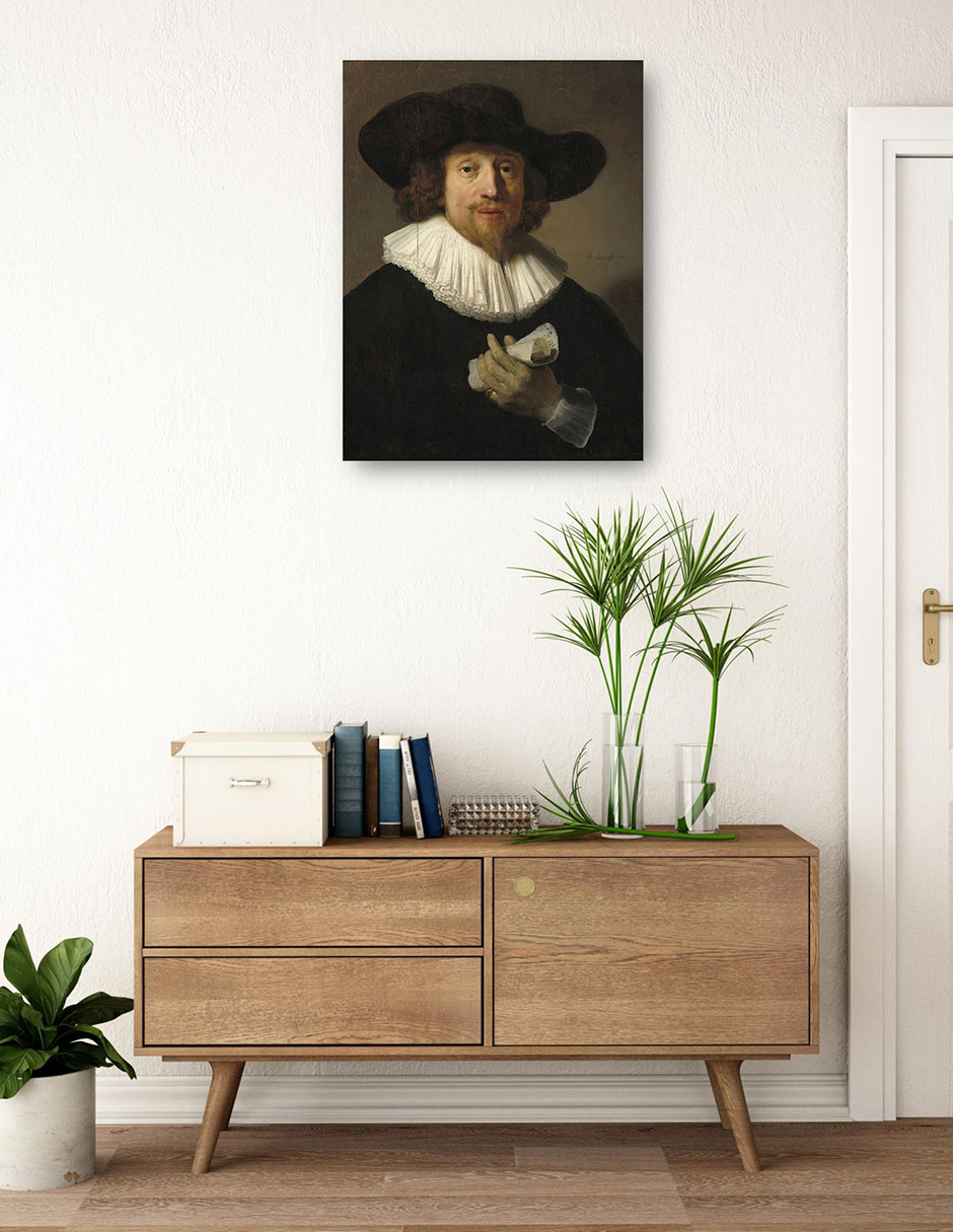 Foto 4 pulgar | Cuadro Decorativo - Hombre Con Una Partitura (1633)- Rembrandt Van Rijn - Fotografía - 46x61 - Impresión En Li