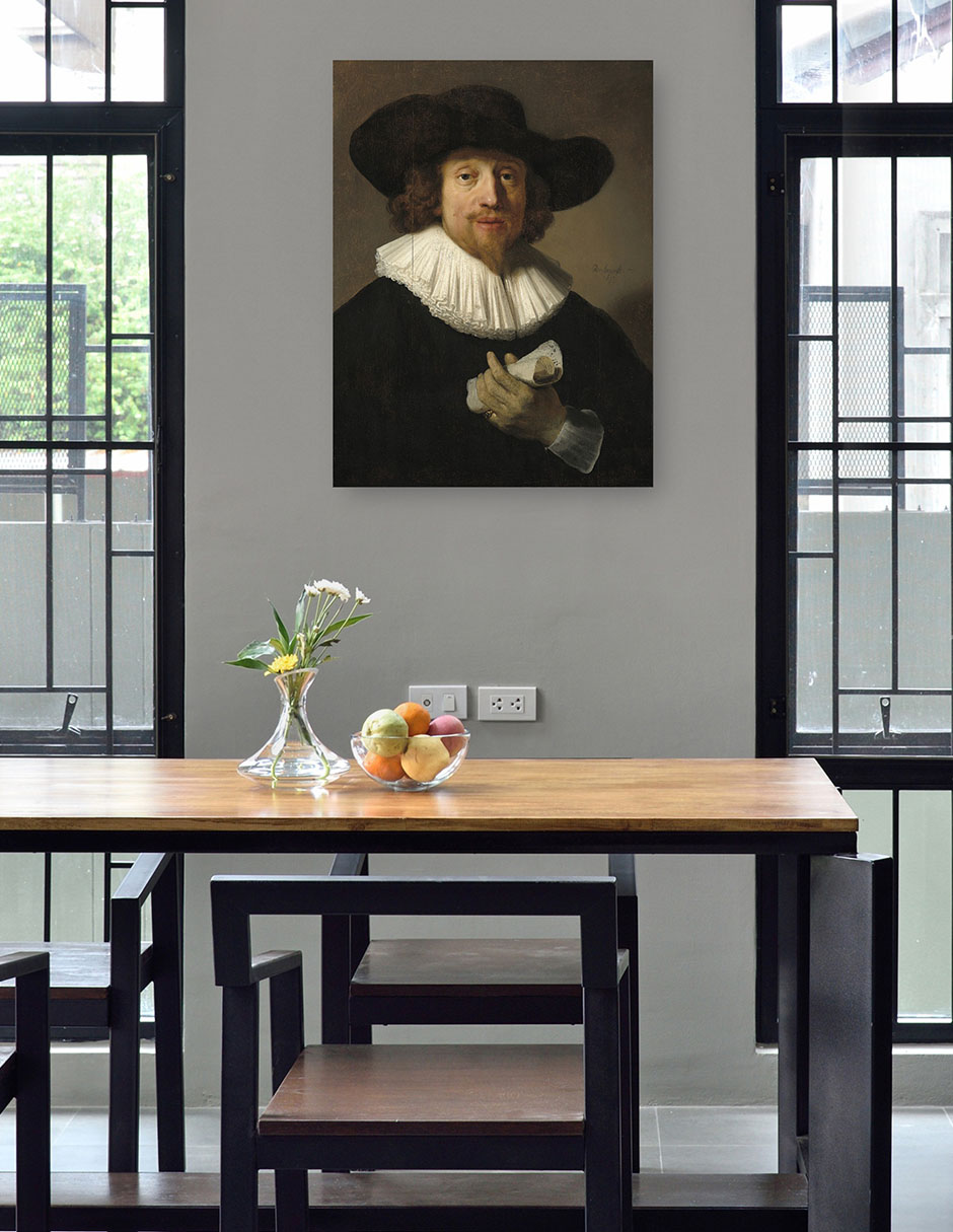 Foto 5 pulgar | Cuadro Decorativo - Hombre Con Una Partitura (1633)- Rembrandt Van Rijn - Fotografía - 46x61 - Impresión En Li