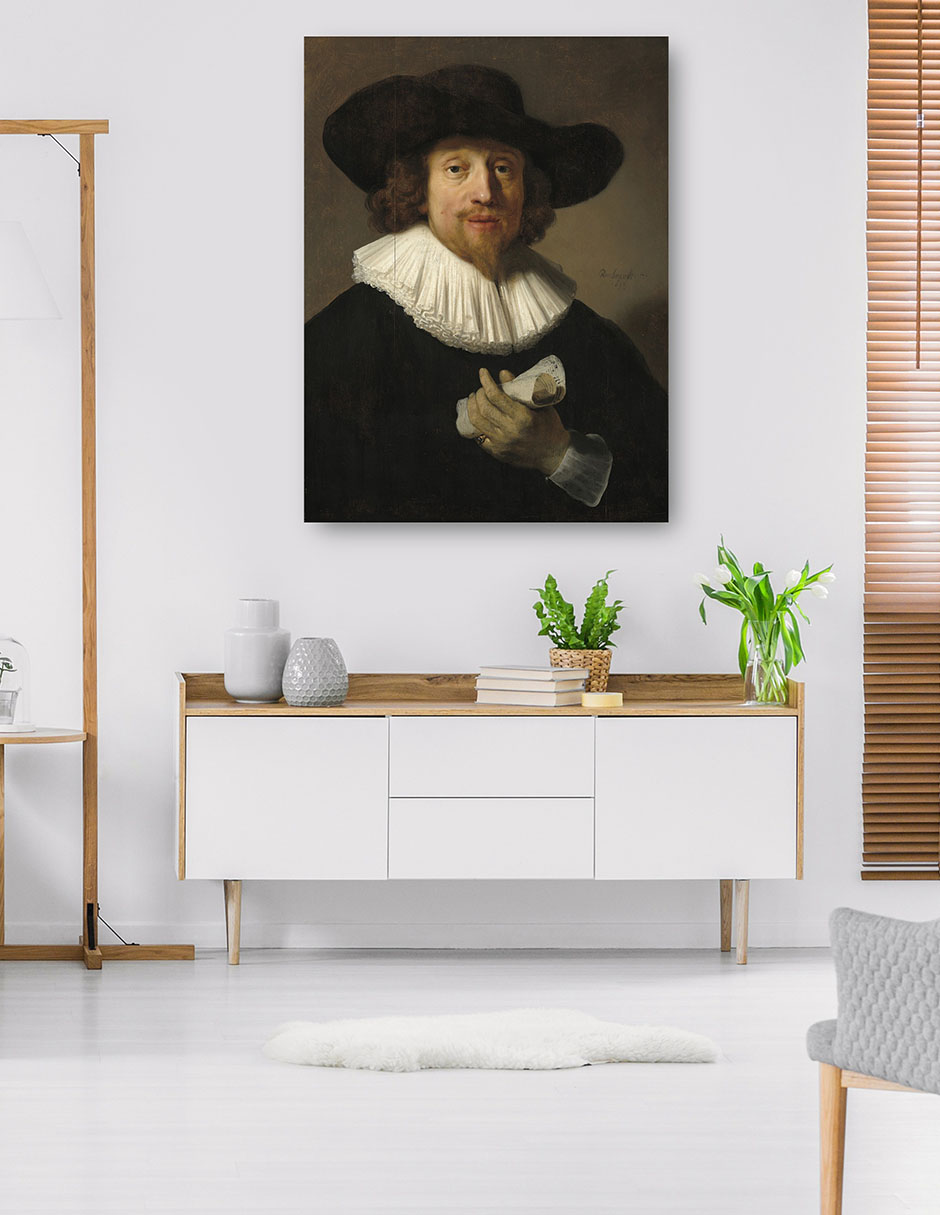 Foto 6 pulgar | Cuadro Decorativo - Hombre Con Una Partitura (1633)- Rembrandt Van Rijn - Fotografía - 46x61 - Impresión En Li
